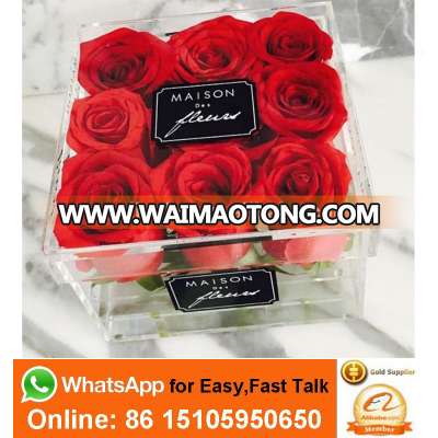 clear plexiglass rose flower gift box acrylic soap flower packaging box